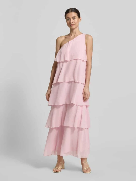 Zdjęcie produktu Rozkloszowana sukienka maxi z falbankowym detalem model 'FELICIA' Vero Moda Różowy