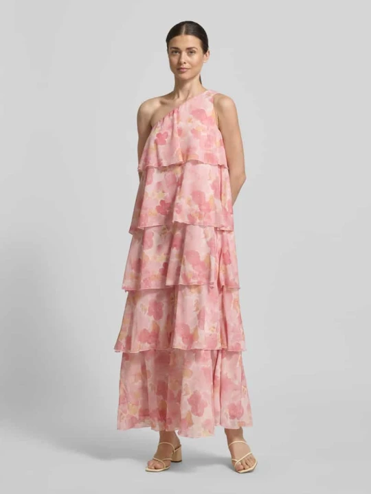 Zdjęcie produktu Rozkloszowana sukienka maxi z falbankowym detalem model 'FELICIA' Vero Moda Jasnoróżowy