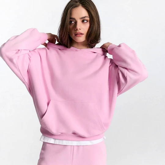 Zdjęcie produktu Różowa bluza basic z kapturem House