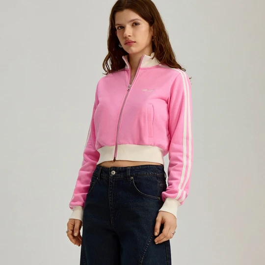 Zdjęcie produktu Różowa bluza ze stójką i białymi wstawkami House fioletowy