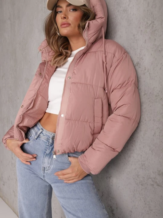 Zdjęcie produktu Różowa Kurtka Pikowana Puffer z Kapturem Mivvia J.style