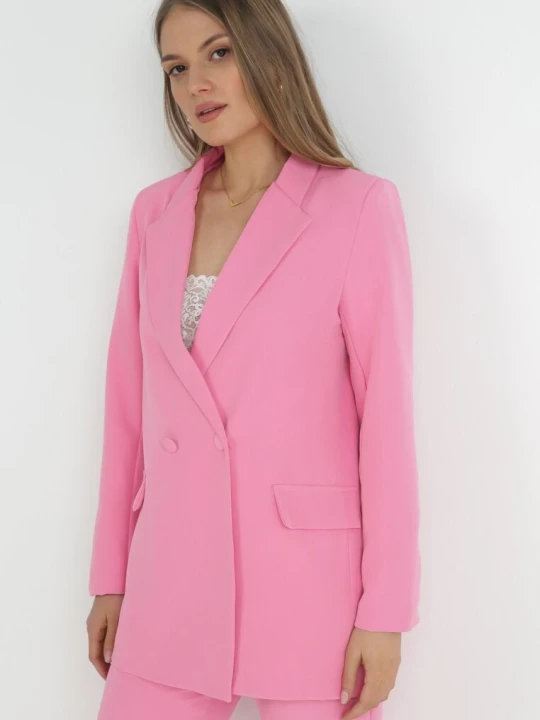Zdjęcie produktu Różowa Marynarka Dwurzędowa Mangane New Collection