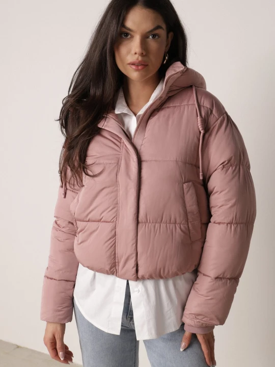 Zdjęcie produktu Różowa Pikowana Kurtka Puffer z Kapturem Miviera J.style
