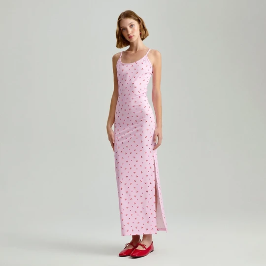 Zdjęcie produktu Różowa sukienka midi bodycon w wisienki House