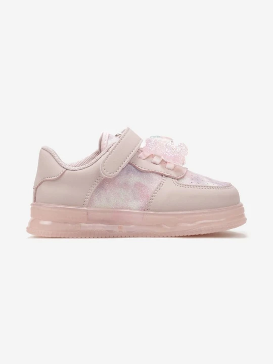Zdjęcie produktu Różowe Buty Sportowe Sneakersy z Odpinanym Misiem Lampkami i Skórzaną Wkładką Theace