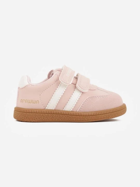 Zdjęcie produktu Różowe Buty Sportowe Sneakersy z Wkładką ze Skóry Naturalnej i Paskami Petogenia Apawwa