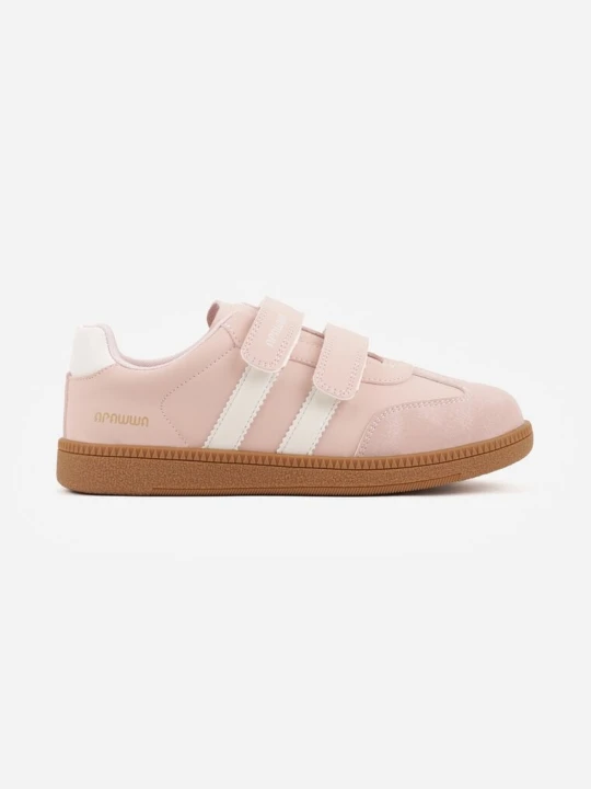 Zdjęcie produktu Różowe Buty Sportowe Sneakersy ze Skórzaną Wkładką i Ozdobnymi Paskami Menilane Apawwa