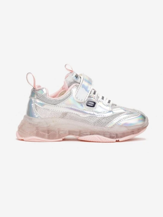 Zdjęcie produktu Różowe Buty Sportowe z Rzepem i Hologramowym Połyskiem Anittra