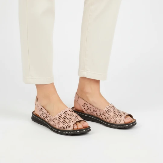 Zdjęcie produktu Różowe Sandały Artiker Damskie Modne Skórzane Buty