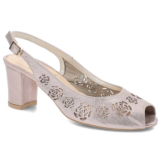Zdjęcie produktu Sandały damskie Exquisite, eleganckie na obcasie, różowe, 1050