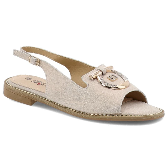 Zdjęcie produktu Sandały damskie S. Barski, ze sprzączką eleganckie ze skóry ekologicznej z ozdobą, różowe, KV51-043