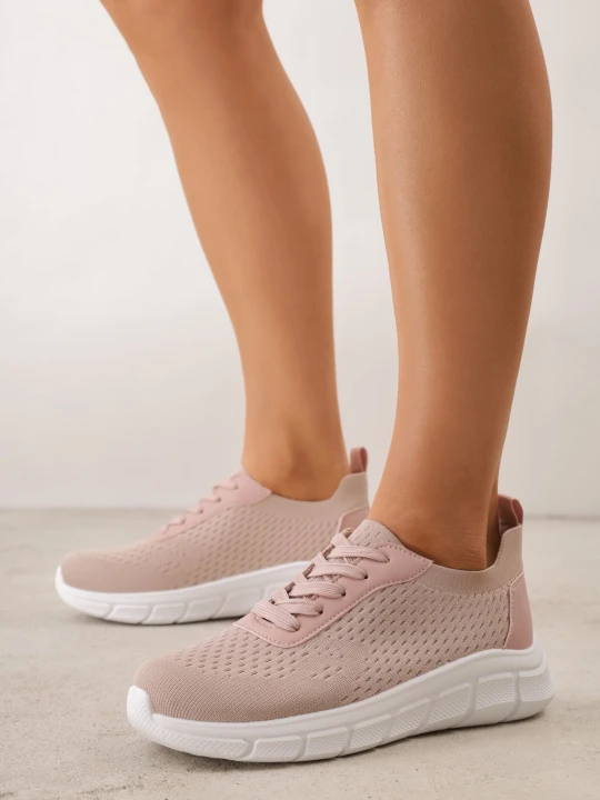 Zdjęcie produktu Różowe Siateczkowe Buty Sportowe na Piankowej Podeszwie z Tłoczeniami Nisitia Ballada