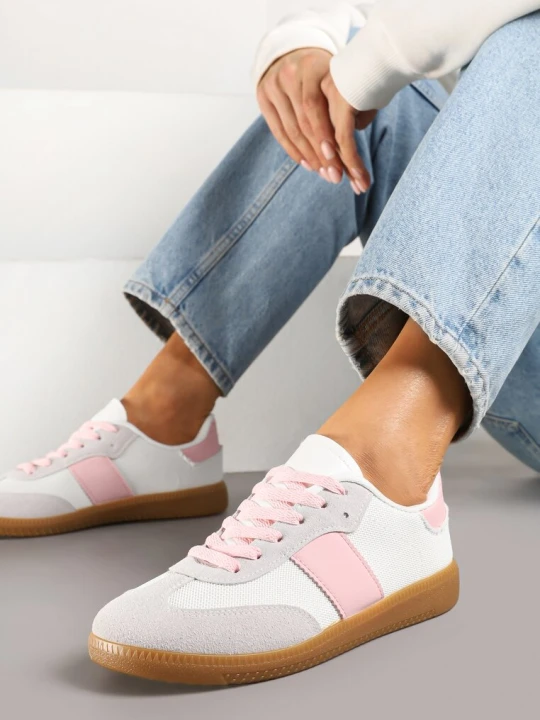 Zdjęcie produktu Biało-Różowe Sneakersy Tenisówki w Kultowym Stylu Neolithaen Ideal
