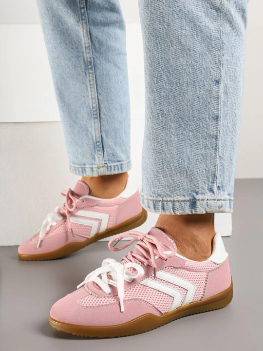 Zdjęcie produktu Różowe Sneakersy Tenisówki z Geometrycznym Motywem Telanilia