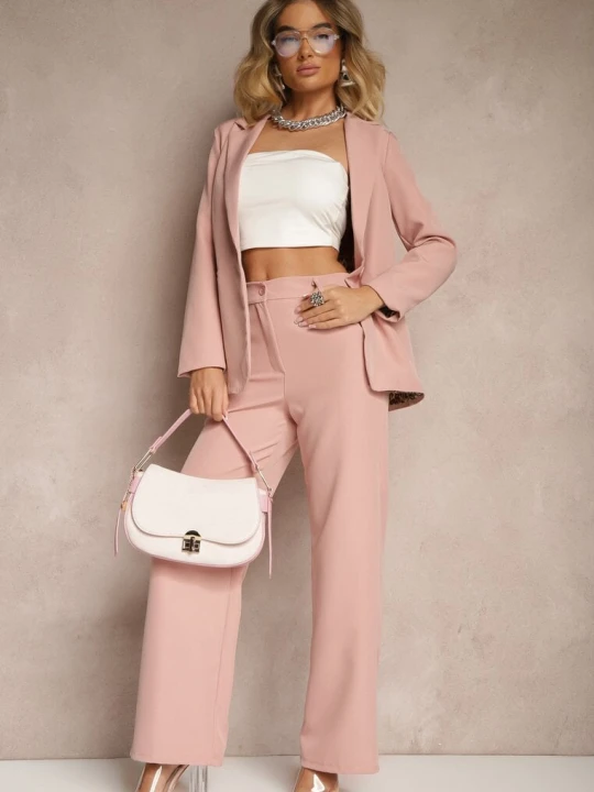 Zdjęcie produktu Różowe Spodnie Garniturowe High Waist Viviorea New Collection