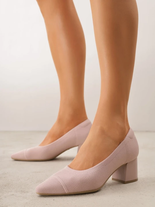 Zdjęcie produktu Różowe Strukturalne Czółenka VICES na Słupkowym Obcasie z Wkładką Soft-Pillow Abathise