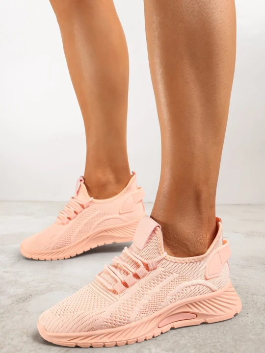 Zdjęcie produktu Różowe Sznurowane Buty Sportowe na Grubszej Podeszwie Unamarie Vices