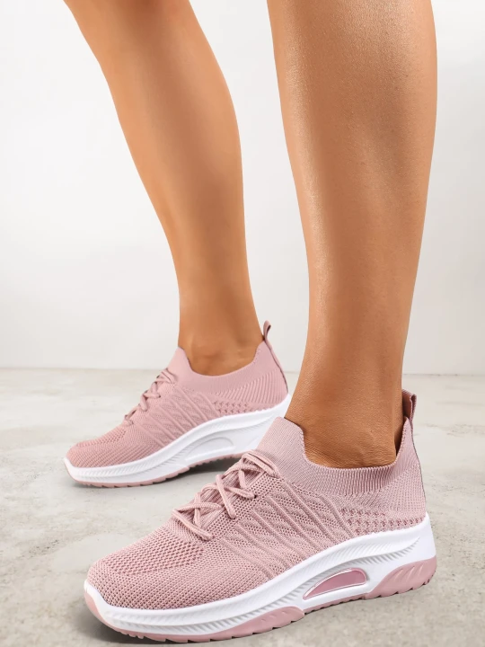 Zdjęcie produktu Różowe Wsuwane Buty Sportowe w Skarpetkowym Stylu z Ozdobną Podeszwą Moonlise