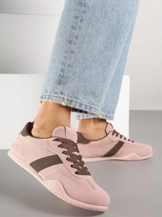 Zdjęcie produktu Różowo-Brązowe Sneakersy Ozdobione Tłoczeniem Halennesa Ideal