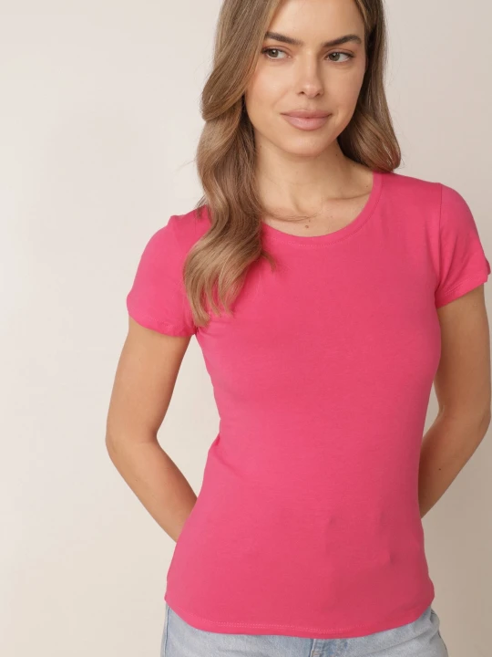 Zdjęcie produktu Różowy Bawełniany T-shirt o Klasycznym Fasonie Lialova Glo-story