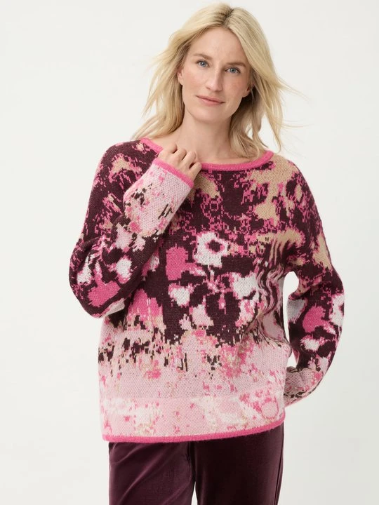 Zdjęcie produktu Różowy sweter damski Cora ze wzorem – Liaison en Vogue Olsen