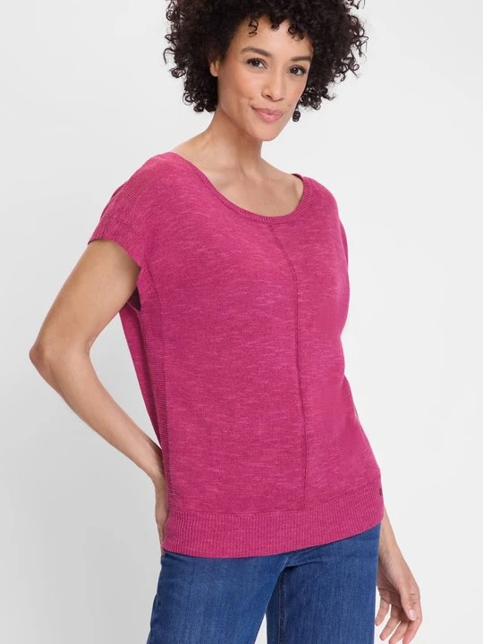 Zdjęcie produktu Różowy sweter damski Henny z krótkim rękawem – Relaxed Code Olsen
