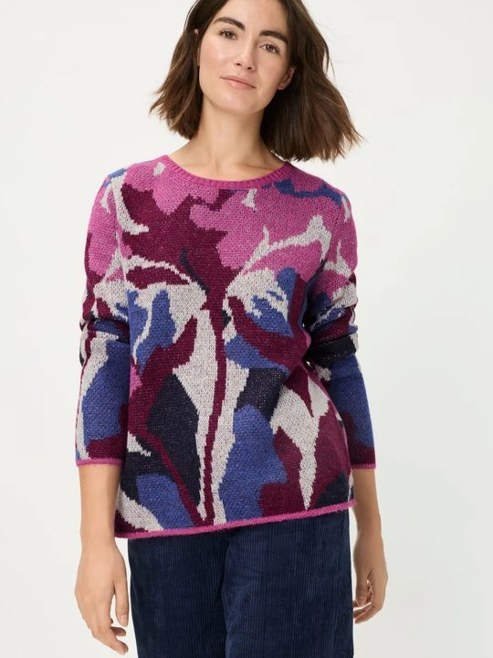 Zdjęcie produktu Różowy sweter damski Henny ze wzorem – New Passion Olsen