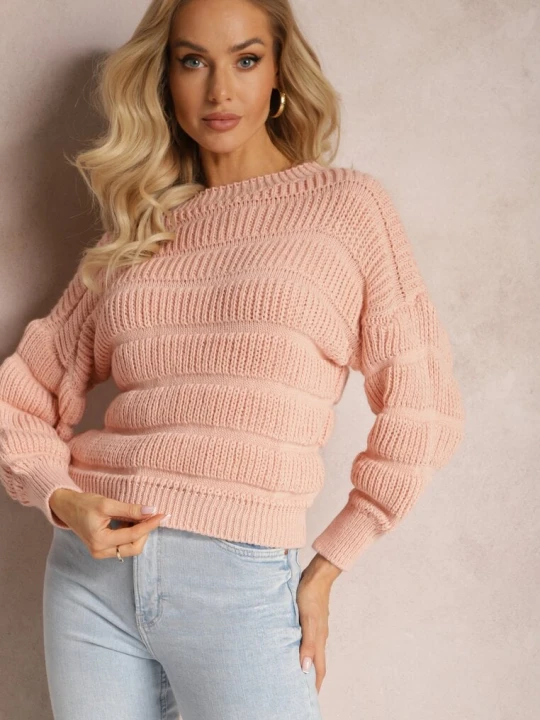 Zdjęcie produktu Różowy Sweter o Krótszym Luźnym Fasonie Olimppia Lily Rose