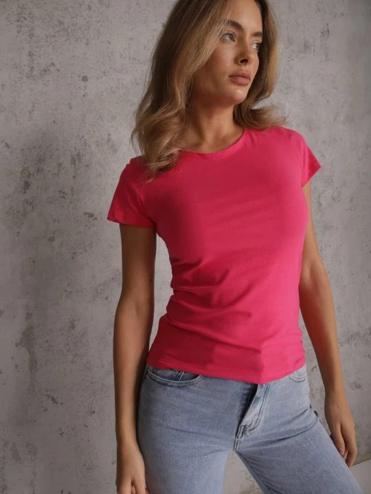 Zdjęcie produktu Różowy T-shirt Basic z Bawełny Liaselle Glo-story
