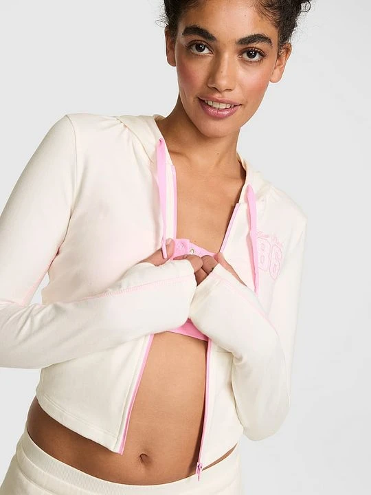 Zdjęcie produktu PINK Rozpinana bluza z kapturem All-Day Cotton Victoria's Secret Szary