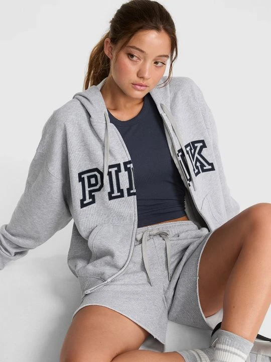 Zdjęcie produktu Rozpinana bluza z kapturem Campus Fleece Victoria's Secret Szary