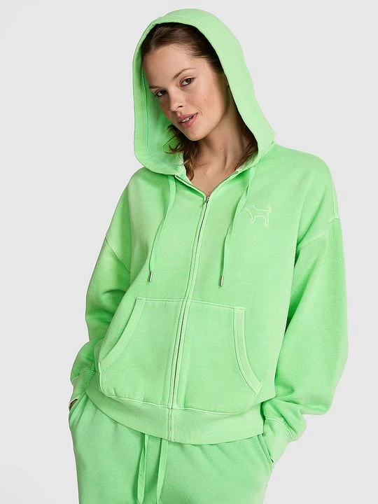 Zdjęcie produktu Rozpinana bluza z kapturem Campus Fleece Victoria's Secret Zielony