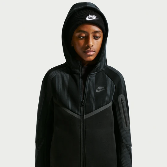 Zdjęcie produktu Rozpinana bluza z kapturem dla dużych dzieci (chłopców) Nike Tech Fleece - Czerń