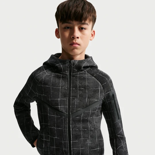 Zdjęcie produktu Rozpinana bluza z kapturem dla dużych dzieci (chłopców) Nike Tech Fleece - Szary