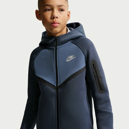 Zdjęcie produktu Rozpinana bluza z kapturem dla dużych dzieci Nike Tech Fleece - Niebieski