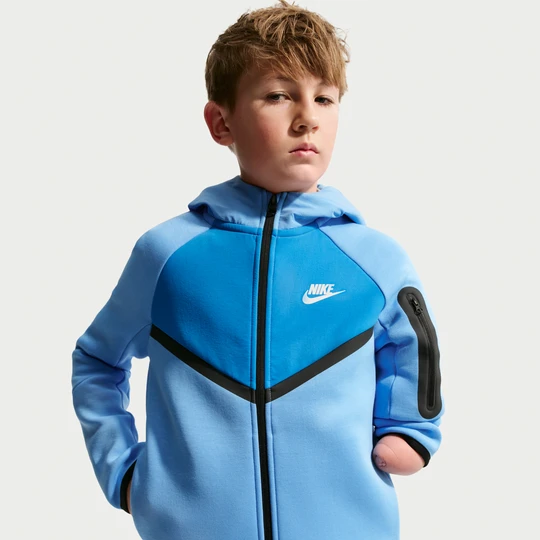Zdjęcie produktu Rozpinana bluza z kapturem dla dużych dzieci Nike Tech Fleece - Niebieski