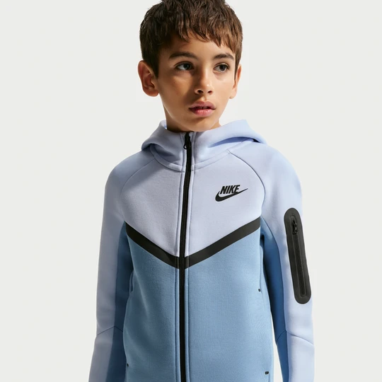 Zdjęcie produktu Rozpinana bluza z kapturem dla dużych dzieci Nike Tech Fleece - Niebieski