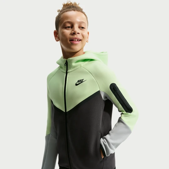 Zdjęcie produktu Rozpinana bluza z kapturem dla dużych dzieci Nike Tech Fleece - Zieleń