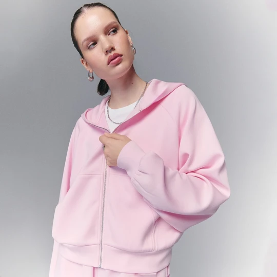 Zdjęcie produktu Rozpinana bluza z kapturem i modalem w składzie basic różowa House