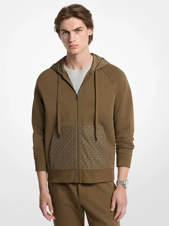 Zdjęcie produktu Rozpinana bluza z kapturem z mieszanki bawełny Michael Kors ZIELONY DUFFLE (Zielony)