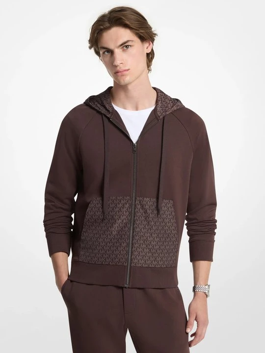 Zdjęcie produktu Rozpinana bluza z kapturem z mieszanki bawełny Michael Kors CZEKOLADOWY (Brązowy)