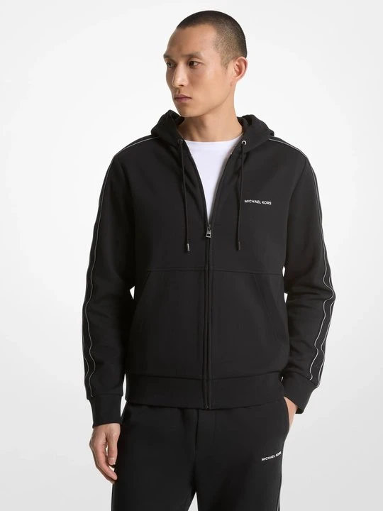 Zdjęcie produktu Rozpinana bluza z kapturem z taśmą z logo Michael Kors CZARNY (Czarny)