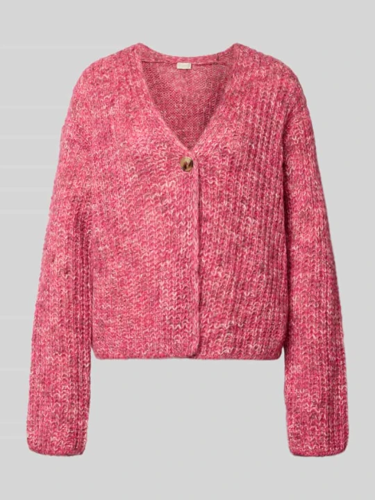 Zdjęcie produktu Rozpinany sweter oversize z domieszką wełny milano italy Mocnoróżowy