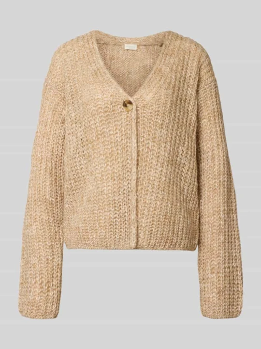 Zdjęcie produktu Rozpinany sweter oversize z domieszką wełny milano italy Piaskowy
