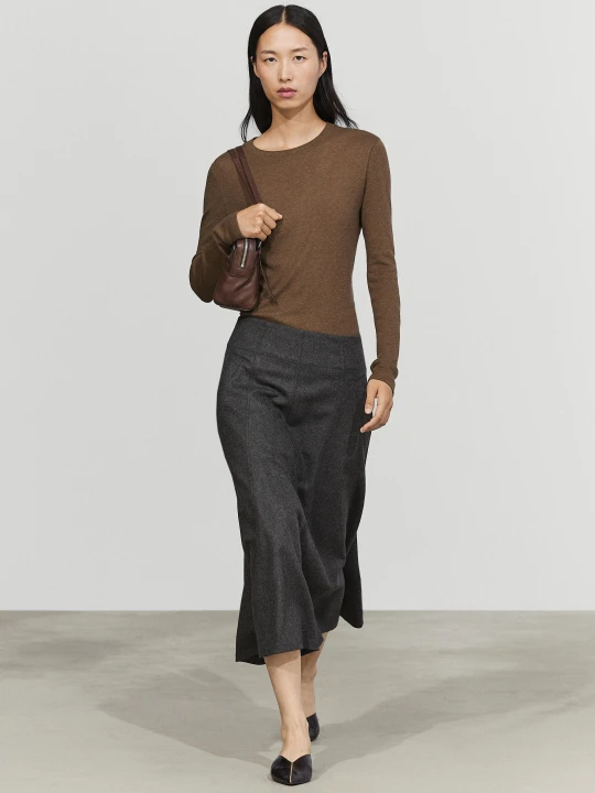 Zdjęcie produktu Rozszerzana Spódnica Midi Z Kieszeniami - Szary - Massimo Dutti - Female