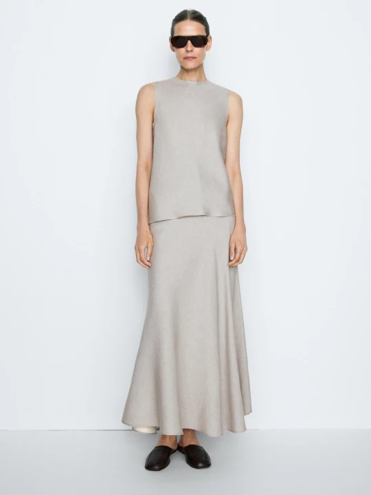 Zdjęcie produktu Rozszerzana Spódnica Z Lnem - Studio - Popielaty - Massimo Dutti - Female
