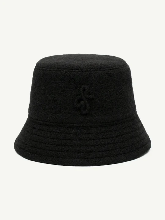 Zdjęcie produktu RUSLAN BAGINSKIY kapelusz bucket damski z wełną Monogram-embellished Bucket Hat czarny