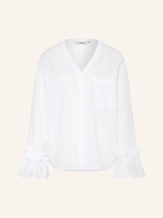 Zdjęcie produktu S Max Mara Bluzka Astro Z Falbanami weiss BIAŁY