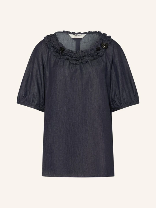 Zdjęcie produktu S Max Mara Bluzka Catia W Stylu Jeansowym Z Kamieniami Ozdobnymi blau GRANATOWY