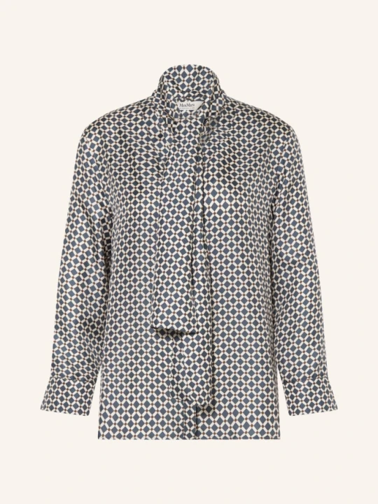 Zdjęcie produktu S Max Mara Jedwabna Bluzka Vittoria Z Odpinanym Kołnierzykiem blau